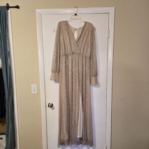 Elegant Blush Long Sleeve Dress